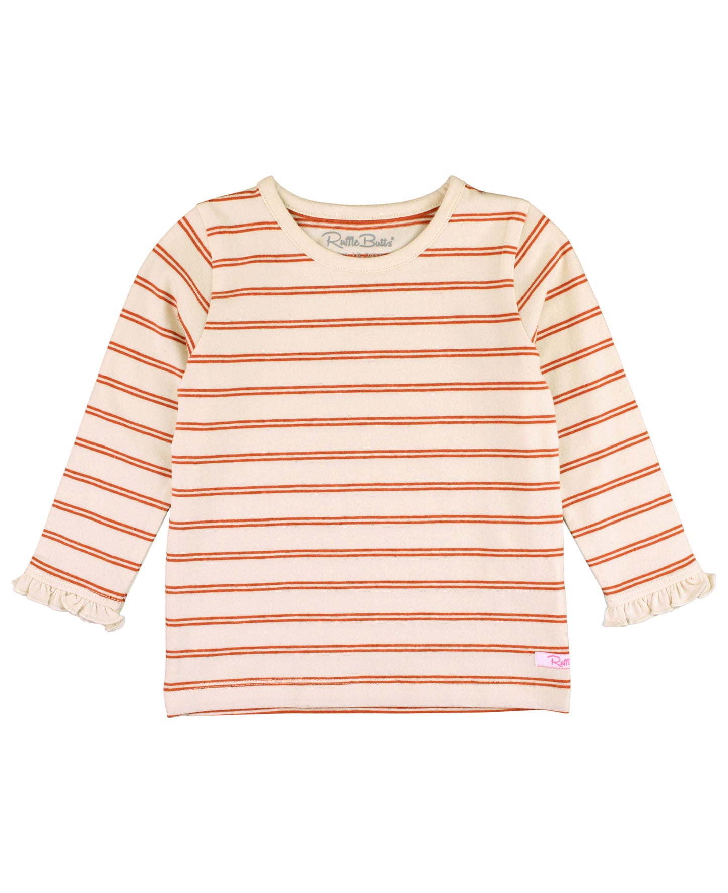 Pumpkin Spice Stripe LS Ruffle Top