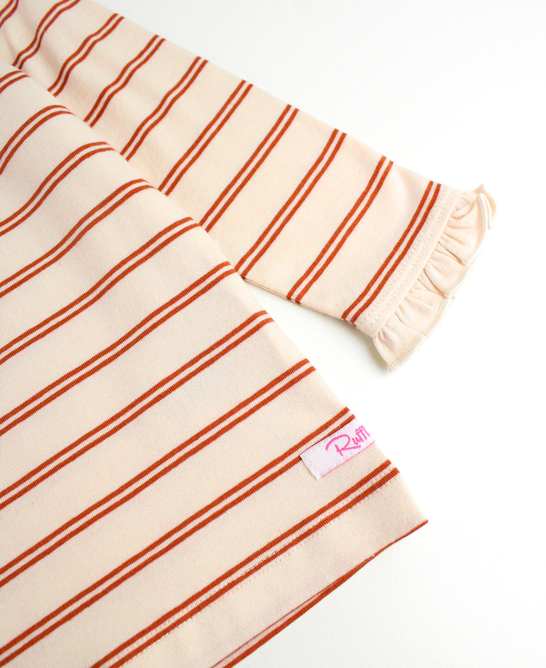 Pumpkin Spice Stripe LS Ruffle Top