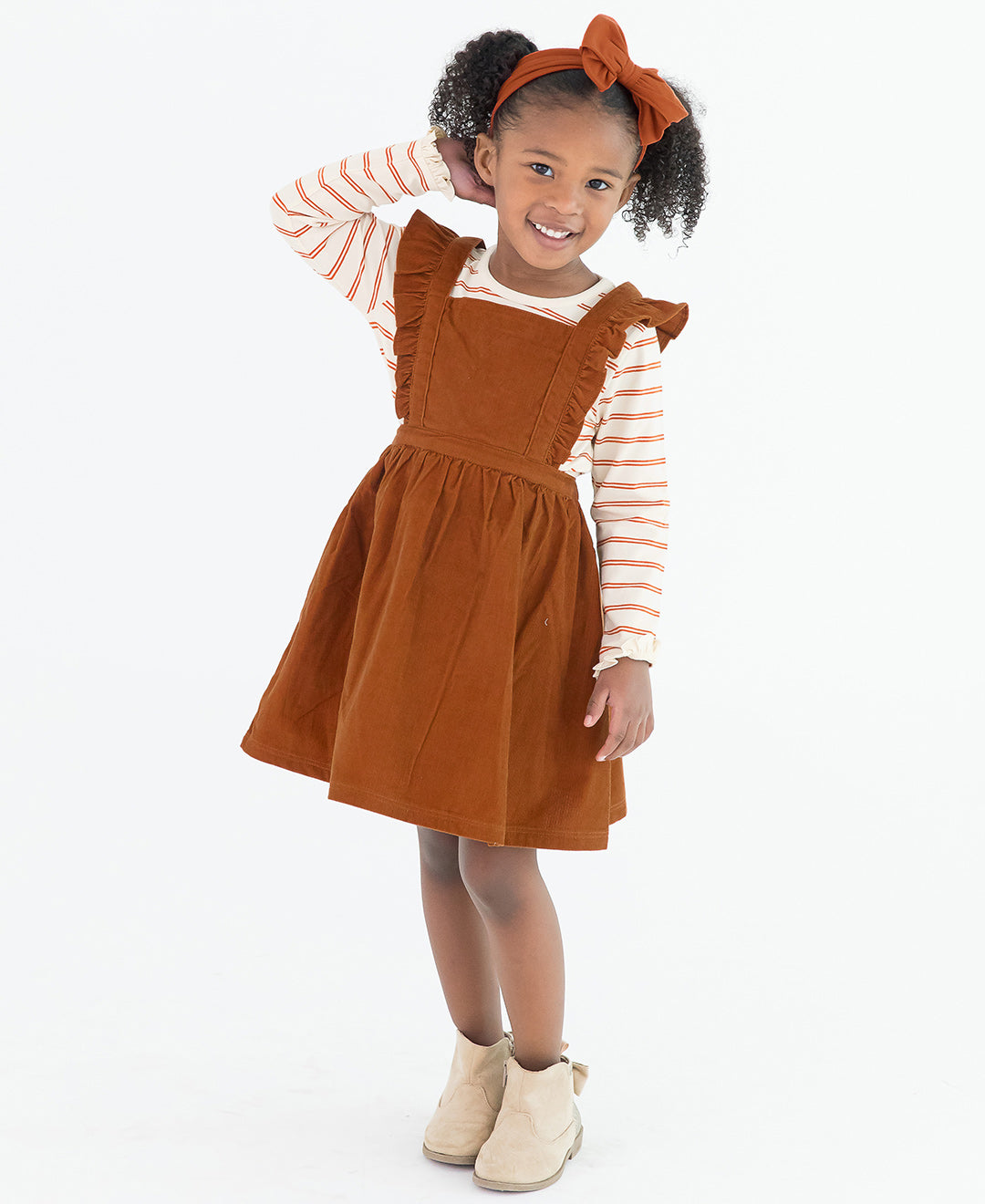 Pumpkin Spice Stripe LS Ruffle Top