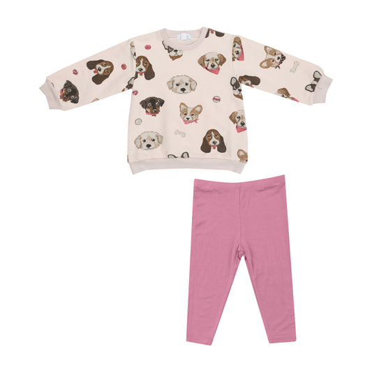 Pretty Puppy Faces Sweatshirt + Legging