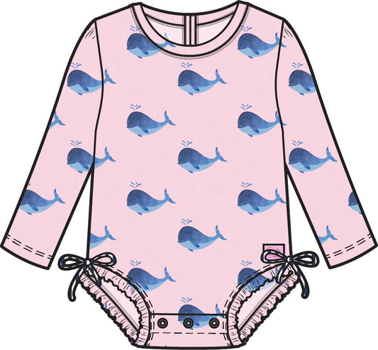 Pink Whale Friends LS  1PC Rashguard