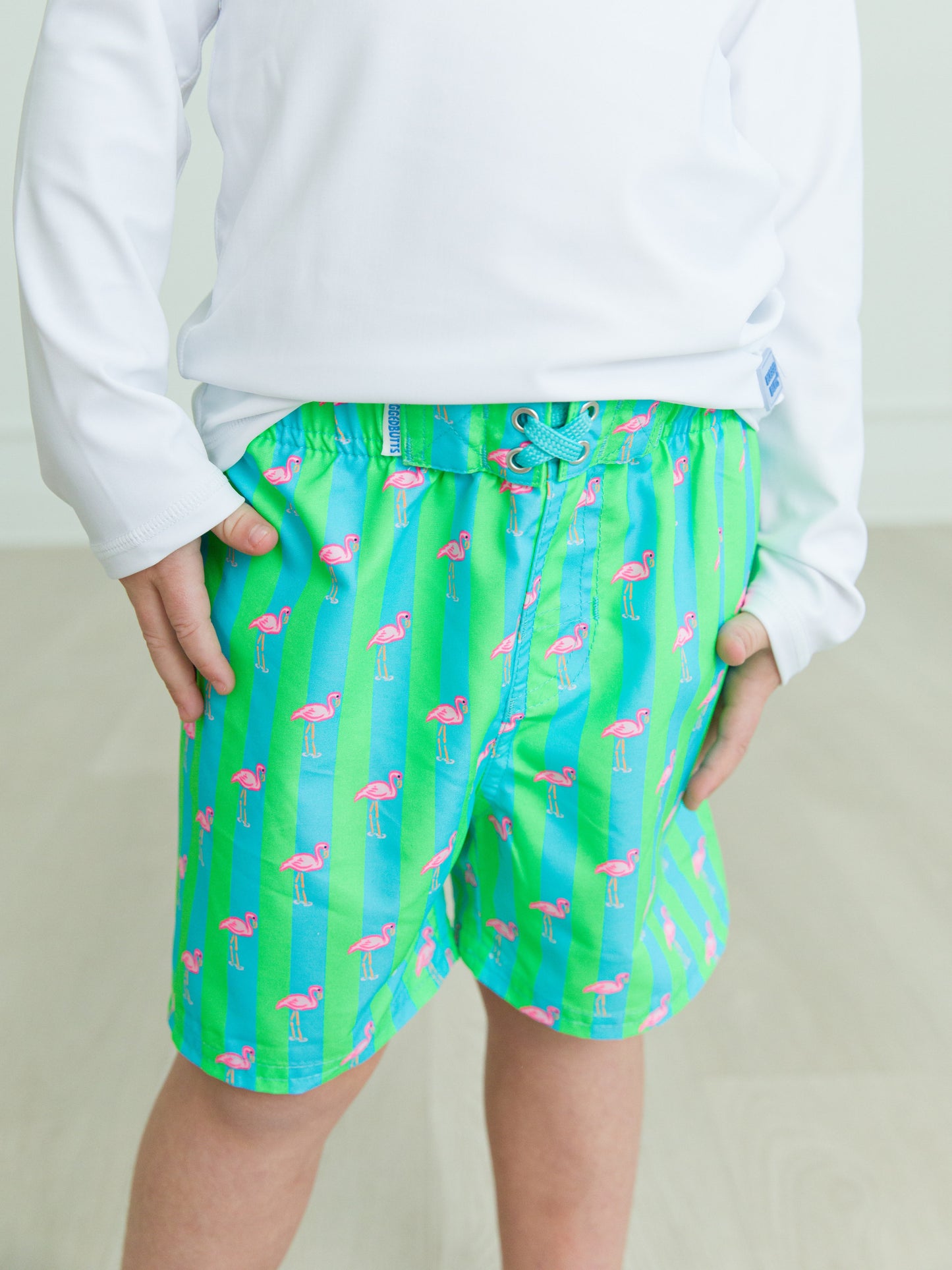 Neon Flamingo Stripe Trunks