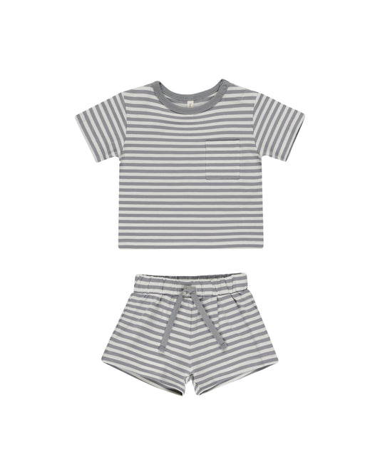 Blue Stripe Short Set