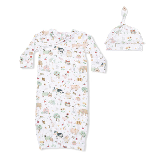 Pk Kimono Farm Animals Gown/Hat