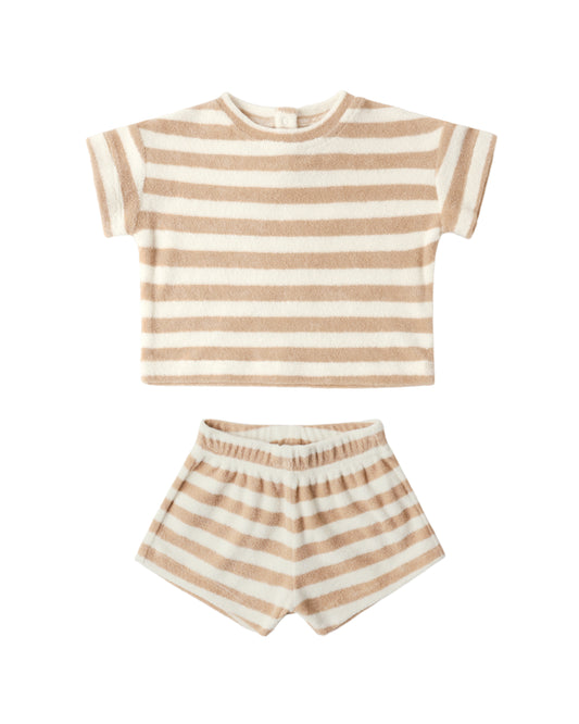 Latte Terry Stripe Short Set