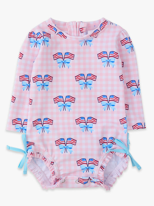 Pink Patriotic Gingham 1PC RG Swimsuit