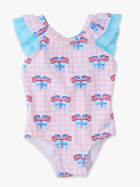 Pk Patriotic Gingham V-Back 1PC