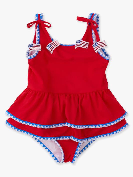 Vintage Red Crochet 1PC Swimsuit