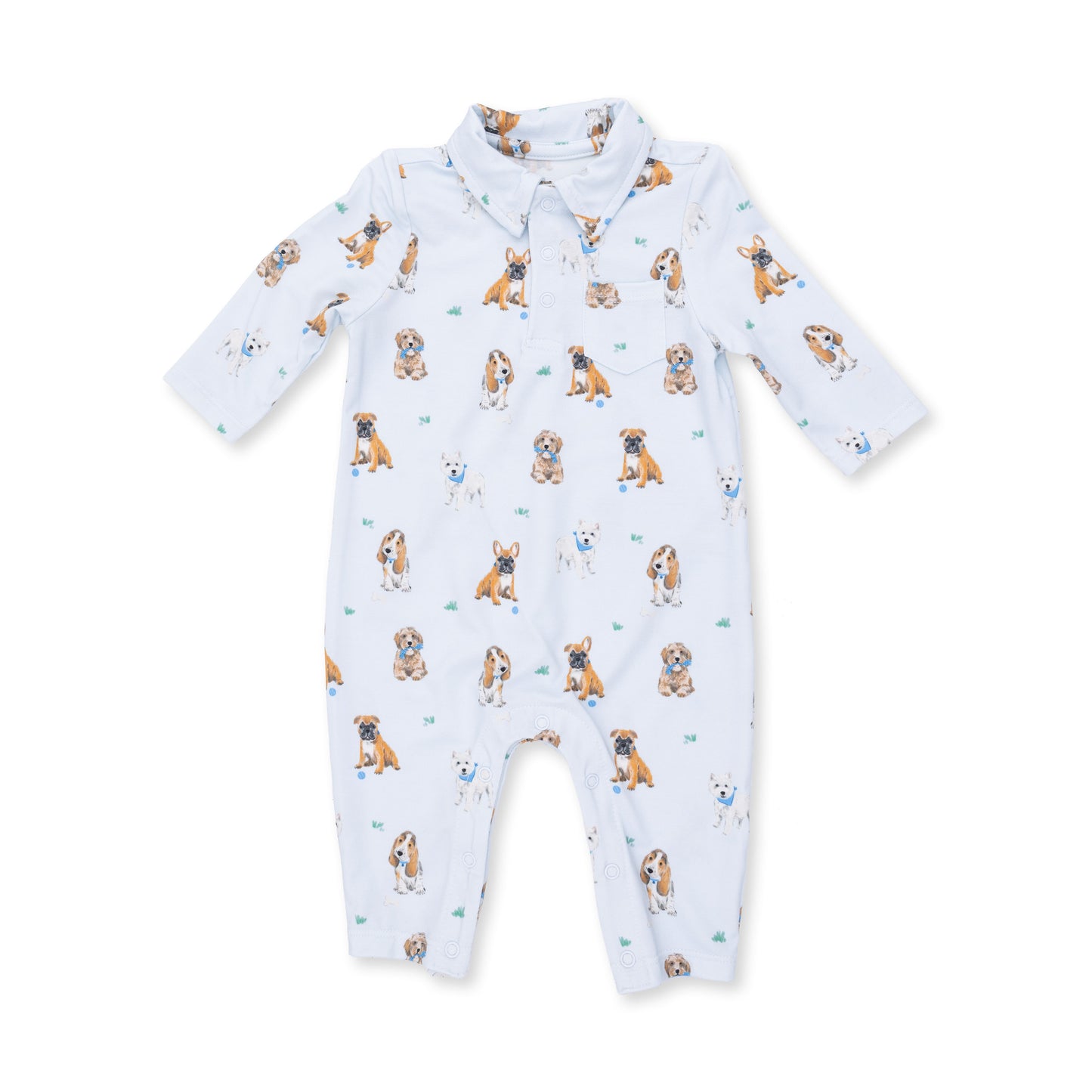 Bestie Dogs Blue Polo Romper
