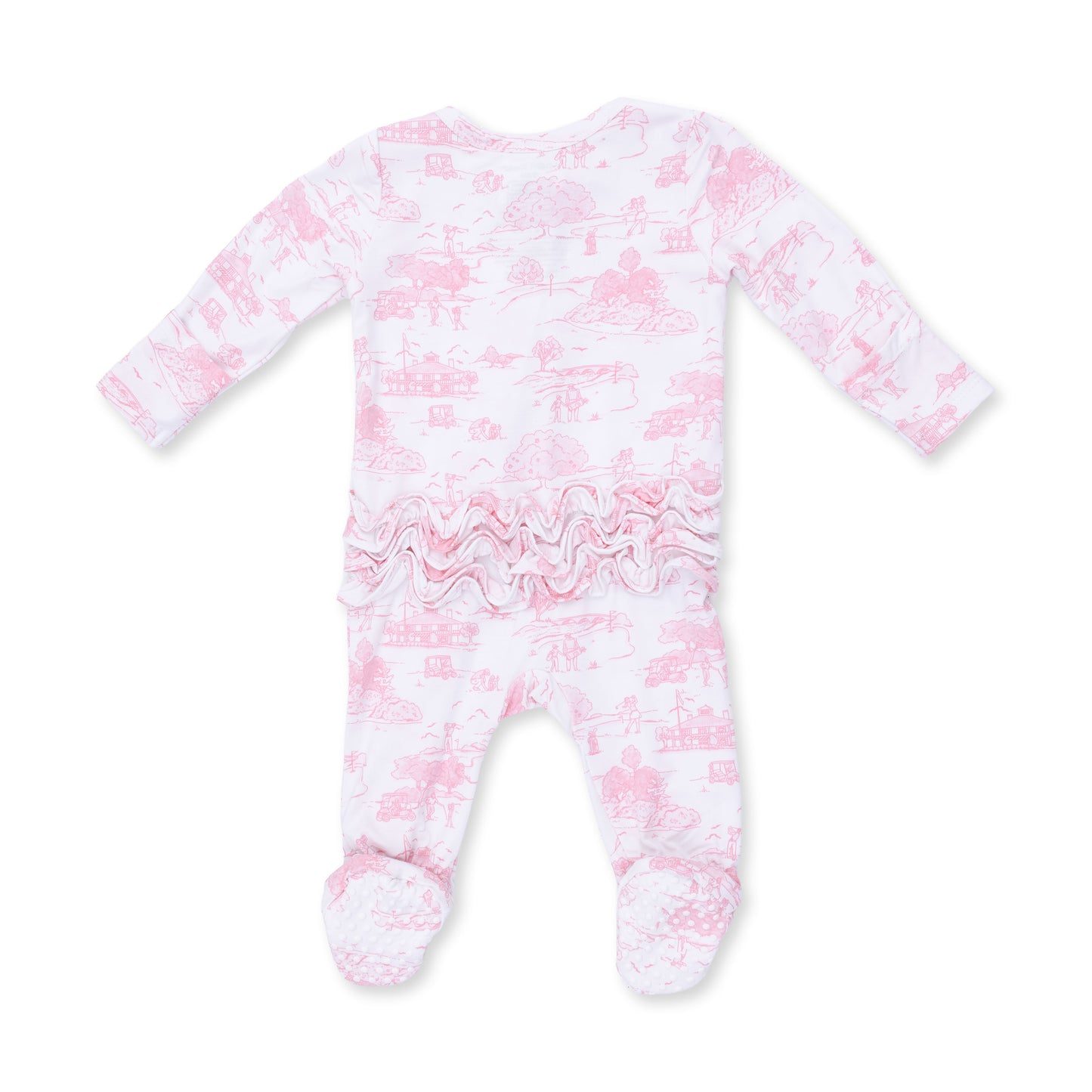 Pink Golf Toile Zipper Footie