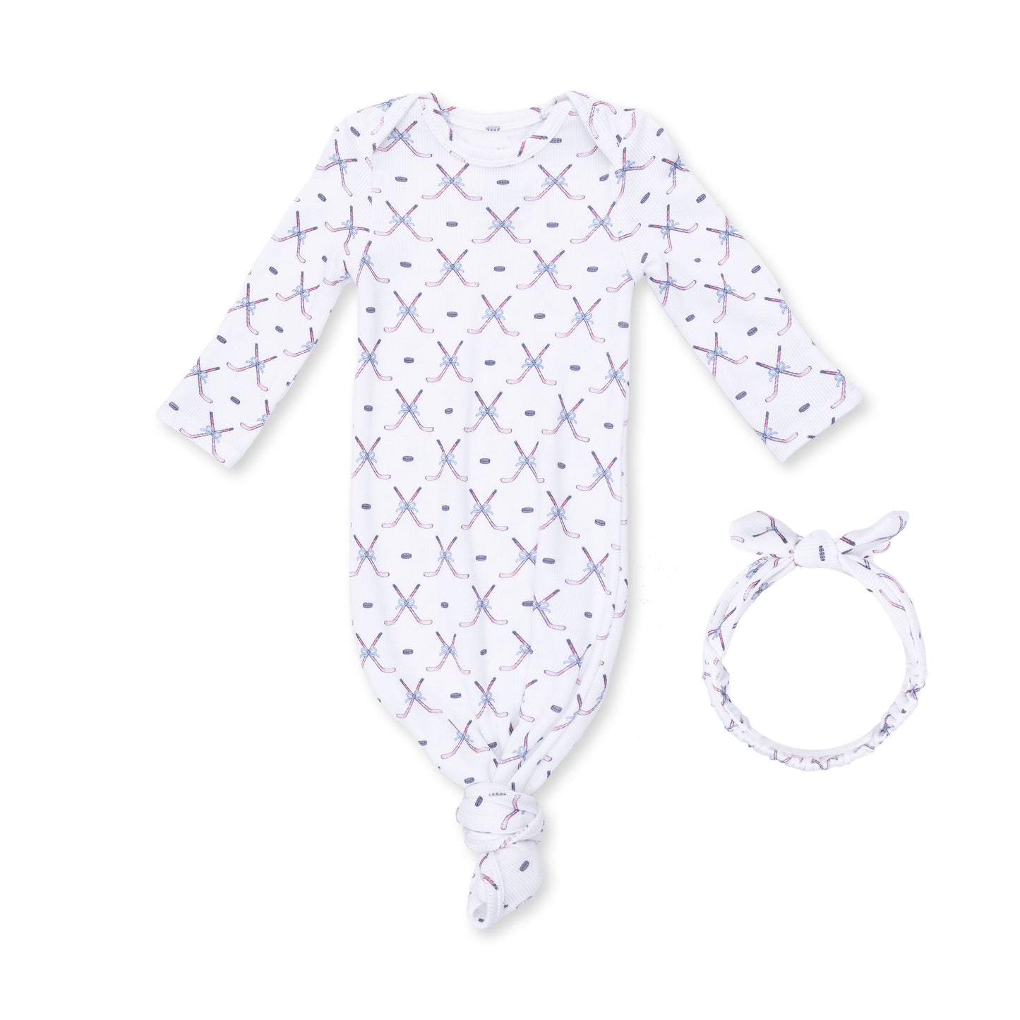 Pink Hockey Knot Gown & Headband