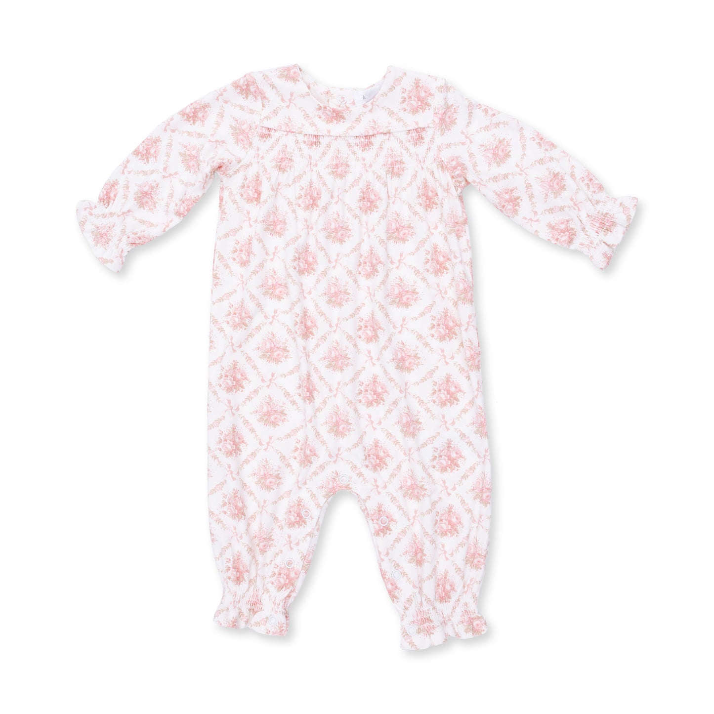 Rose Bow Lattice Smock Romper