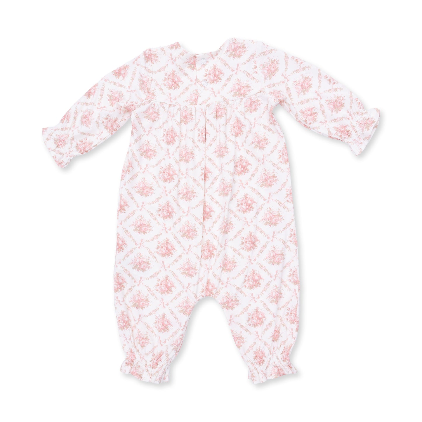Rose Bow Lattice Smock Romper