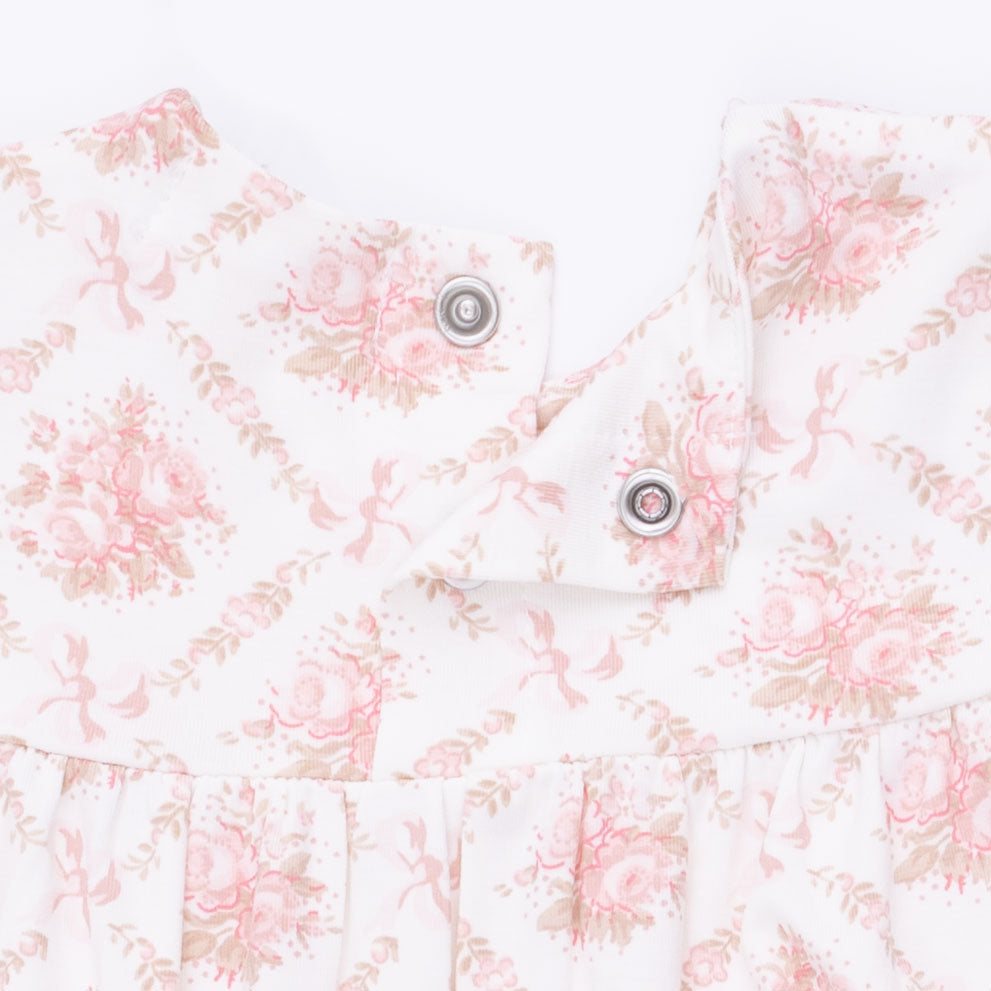Rose Bow Lattice Smock Romper