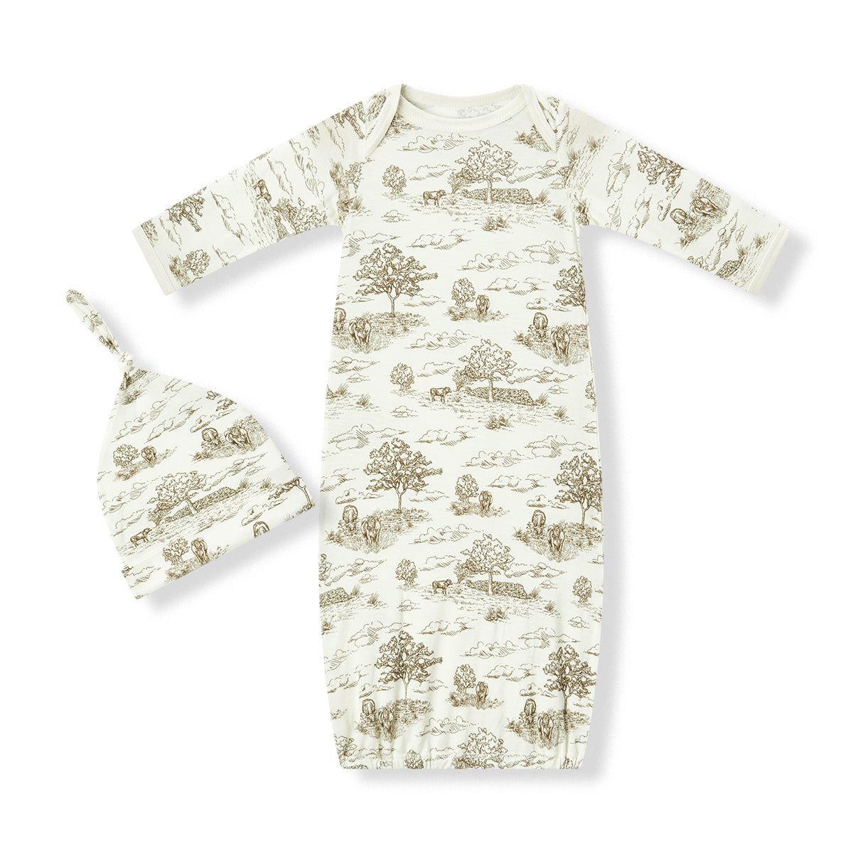 Country Toile Gown & Hat Set