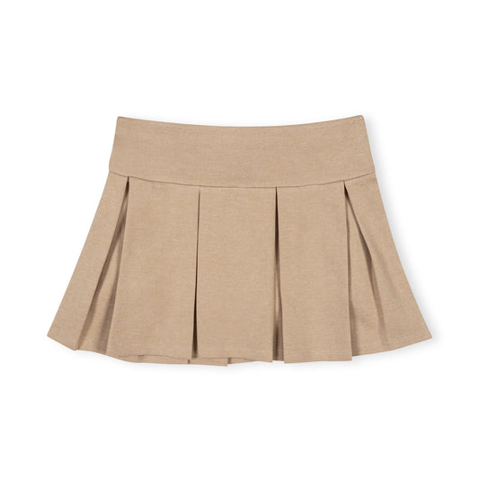 Camel Ponte Pleated Skirt