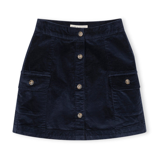 Navy Organic Cord Skirt