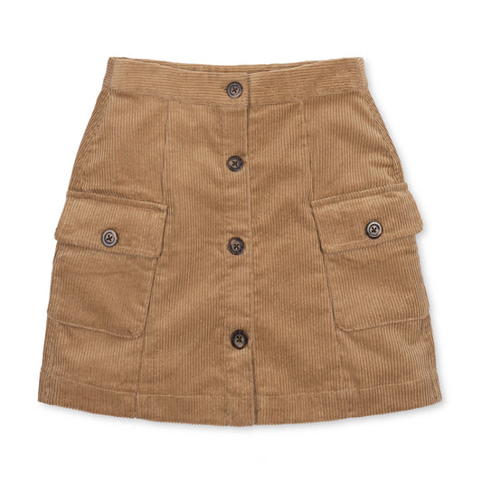 Tan Organic Cord Button Skirt