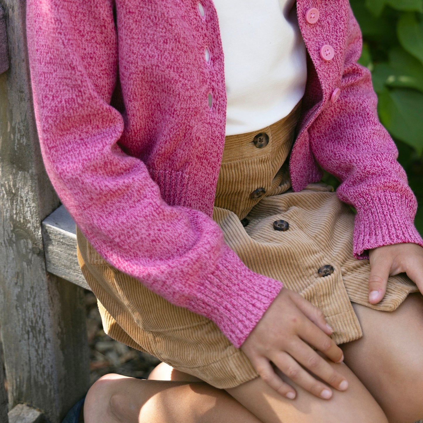 Tan Organic Cord Button Skirt