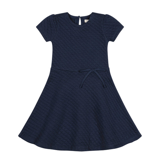 Navy Quilted Skater Dress