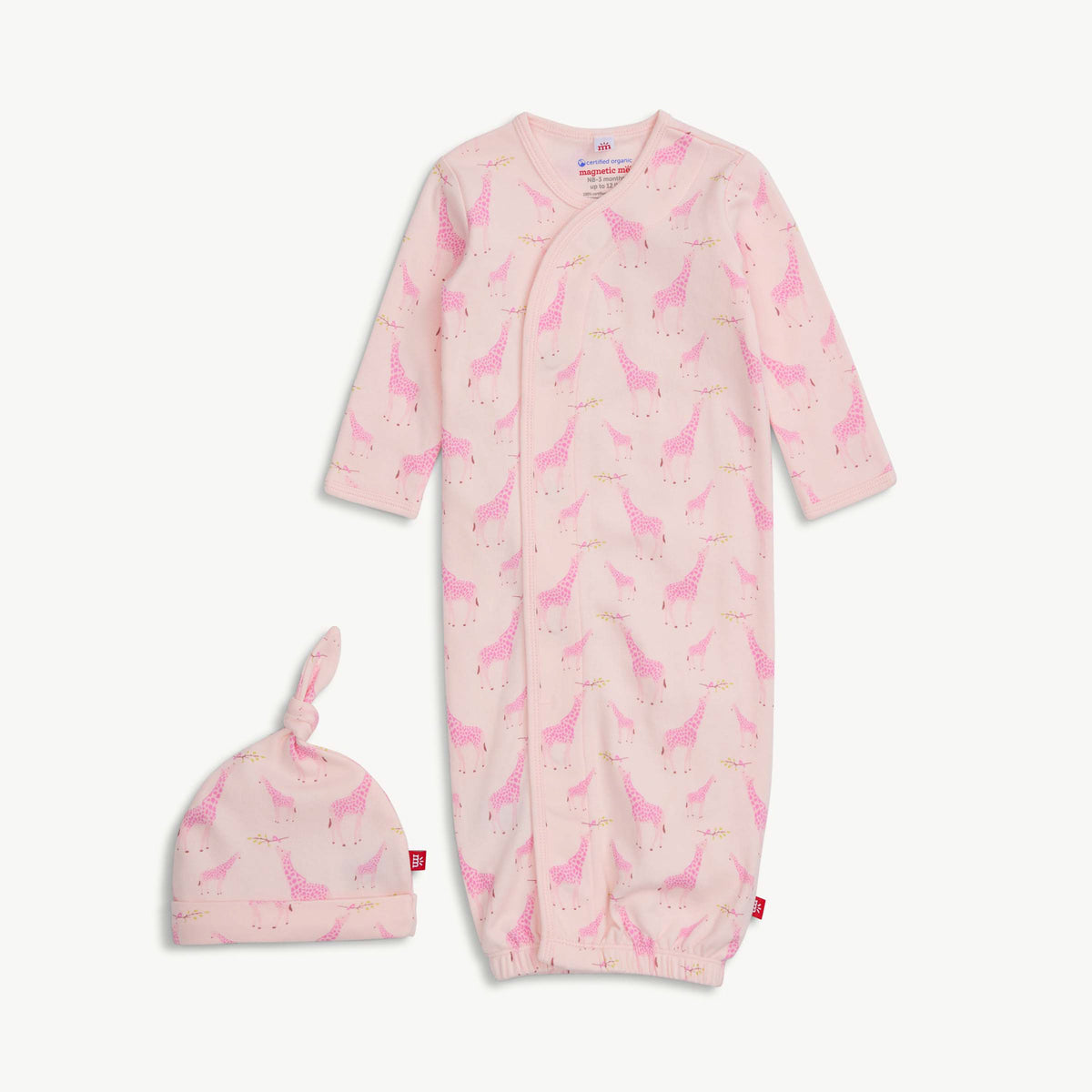 Pink Jolie Giraffe Organic Gown Set