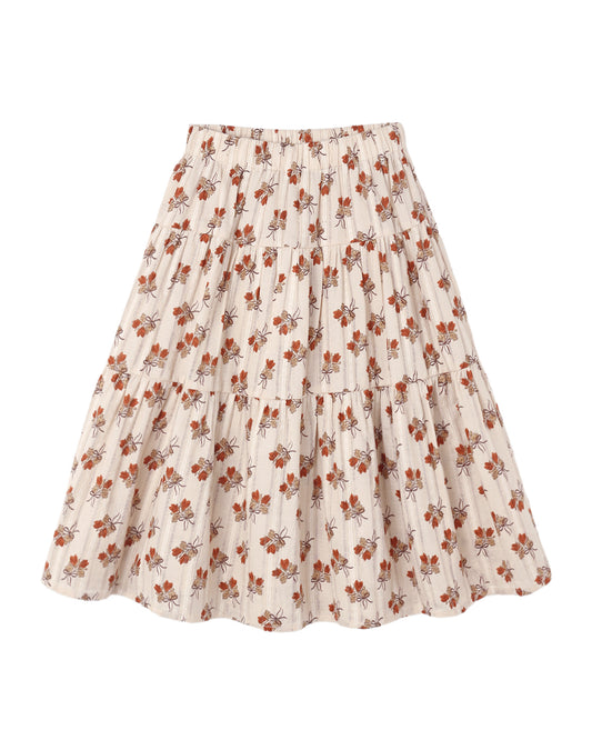 Antique Bouquet Tiered Midi Skirt