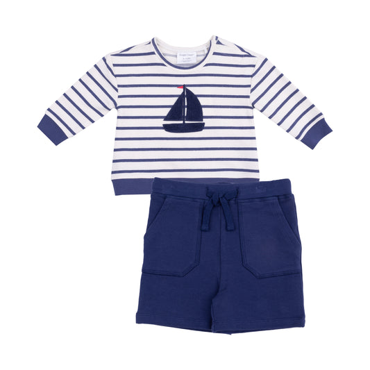 Stripe Boat Terry Sweat Shirt & Short Set