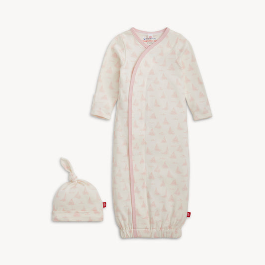 Tiny Tides Pk Organic Magnetic Gown/Hat