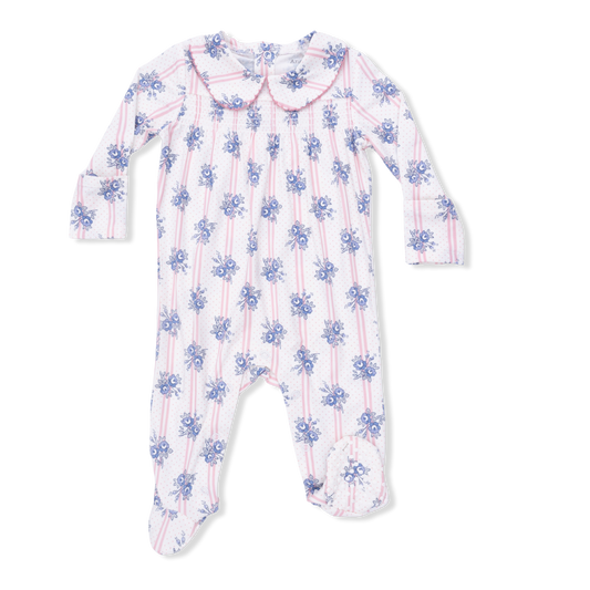 Stripe Dot Roses Smock Footie