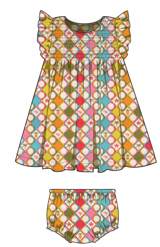 Char Olive Smocked Set