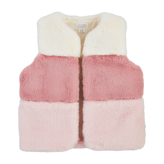 Pink Color Block Fur Vest