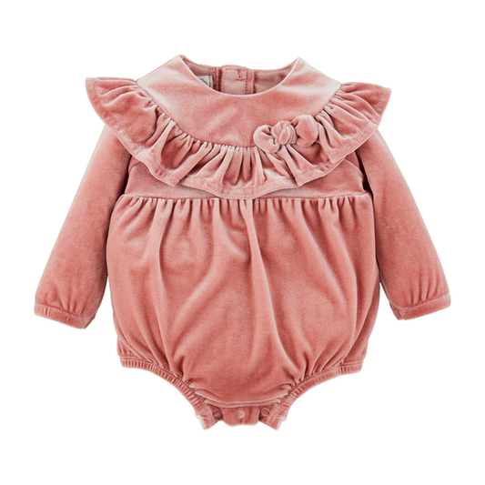 Pink Velvet Baby Romper