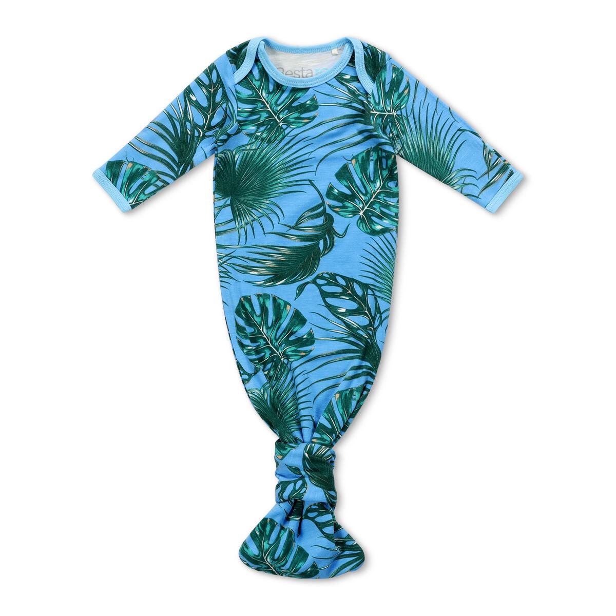 Tropical Leaves Blue Gown and Hat
