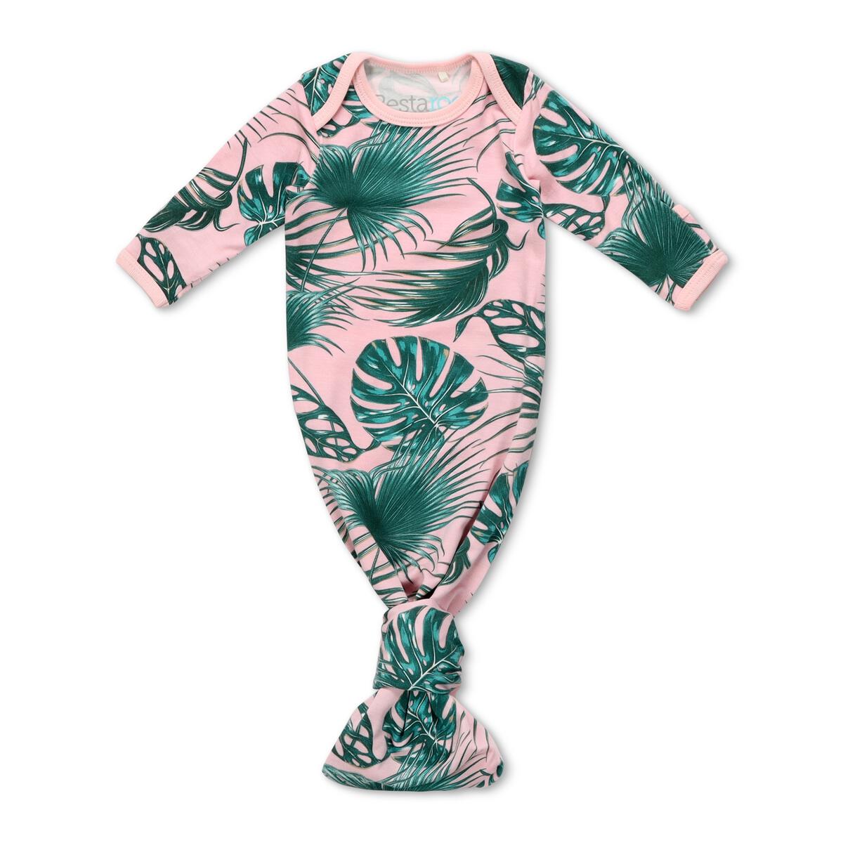 Tropical Leaves Pink Gown and Hat