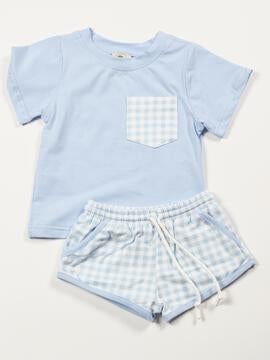 Blue Gingham Short Set