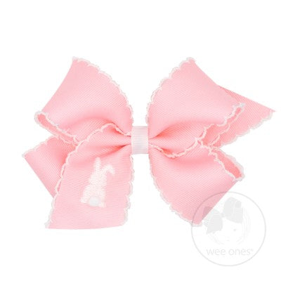 Pink W/ White Bunny Medium Easter Tail Stch Edg GG Bow