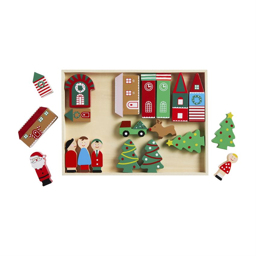 Christmas Village Wood Toy Set