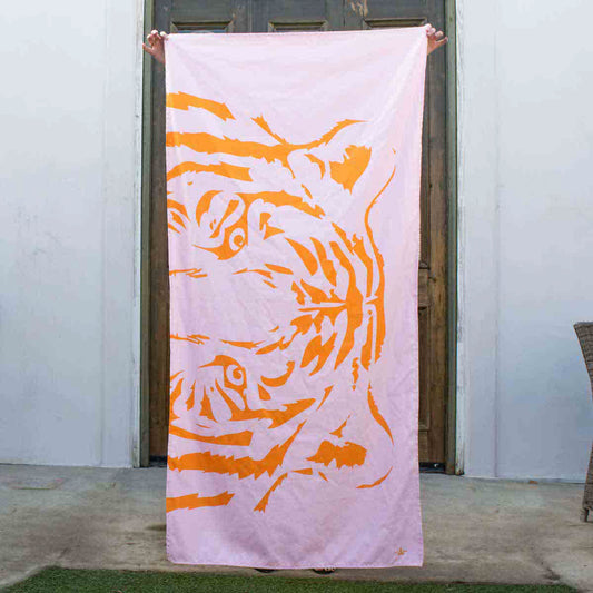 Eye of the Tiger LT Pink /Org Beach Towel