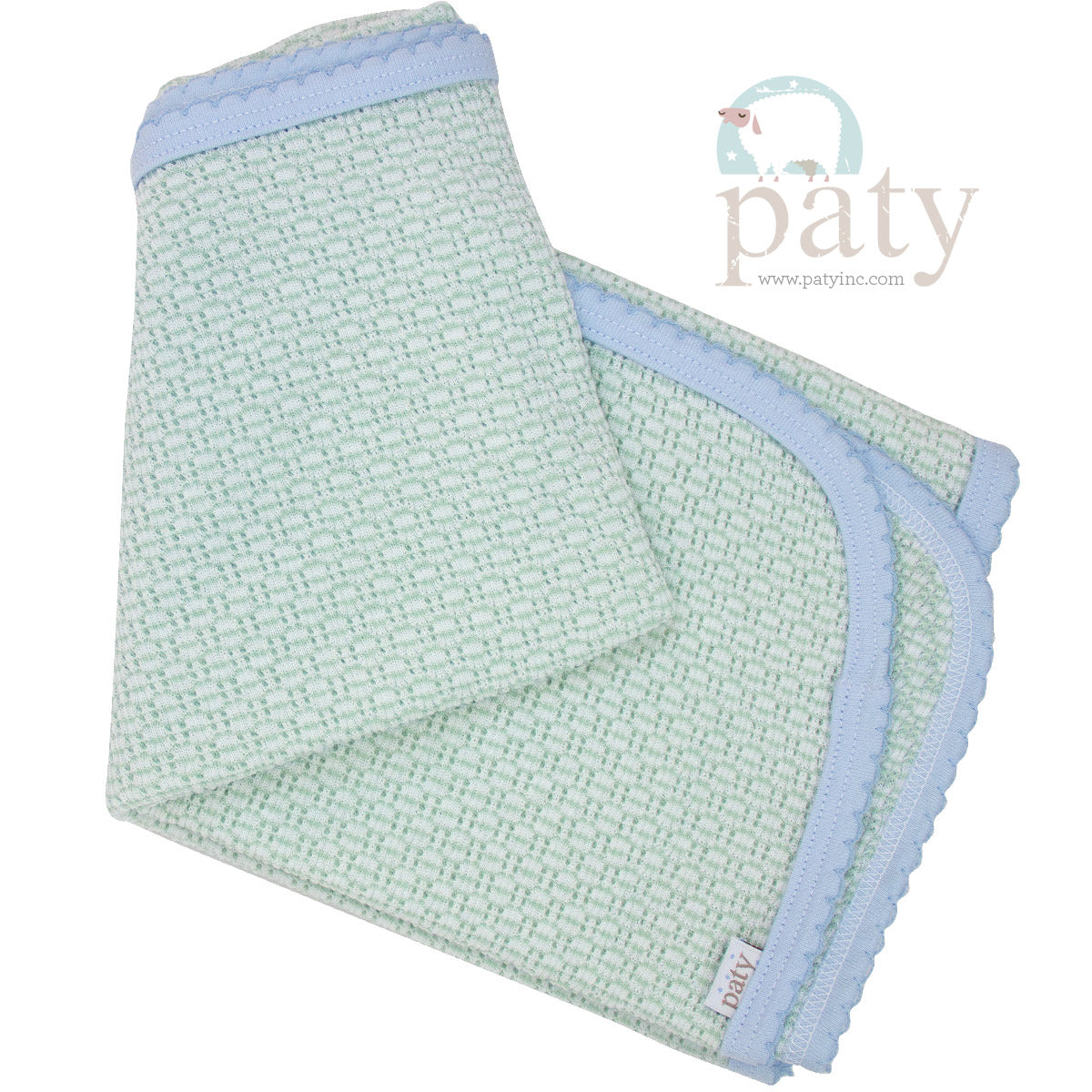 Mint With Blue Swaddle Blaket