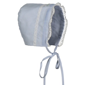 Blue Floral Bullions & Lace Bonnet