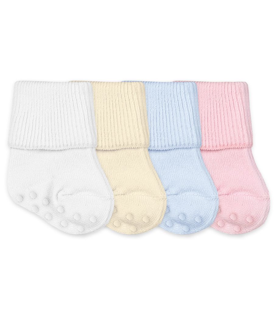 White Non Skid Organic Cuff Socks