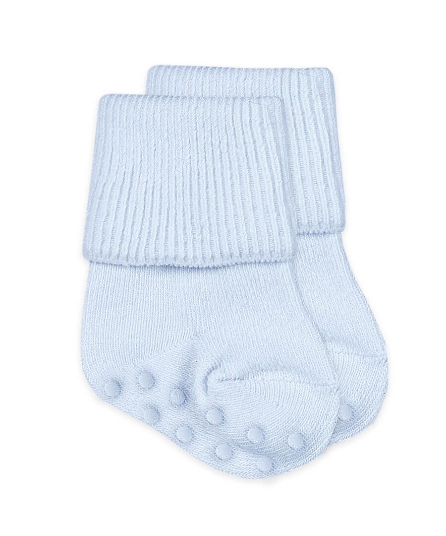 Lt Blue Non Skid Organic Cuff Socks
