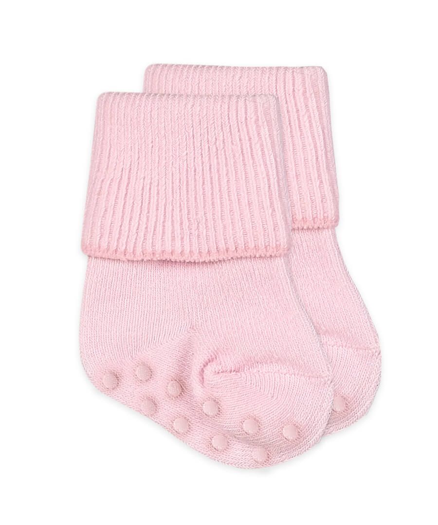 Pink Non Skid Organic Cuff Socks