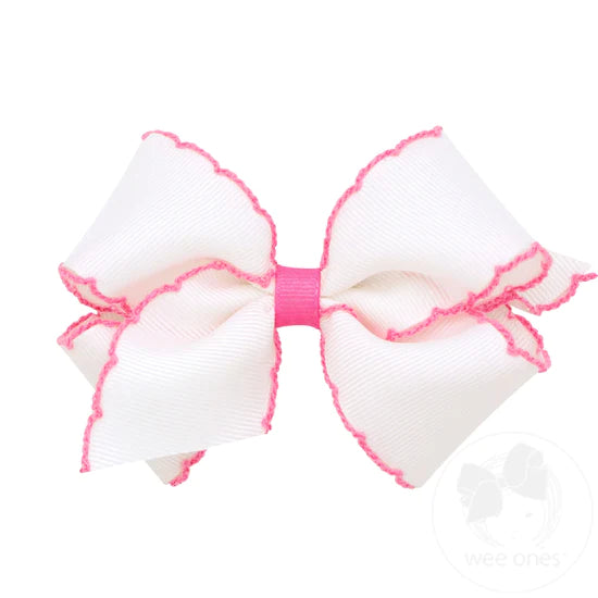 Mini King (medium) Classic Grosgrain Moonstitch Hair Bow