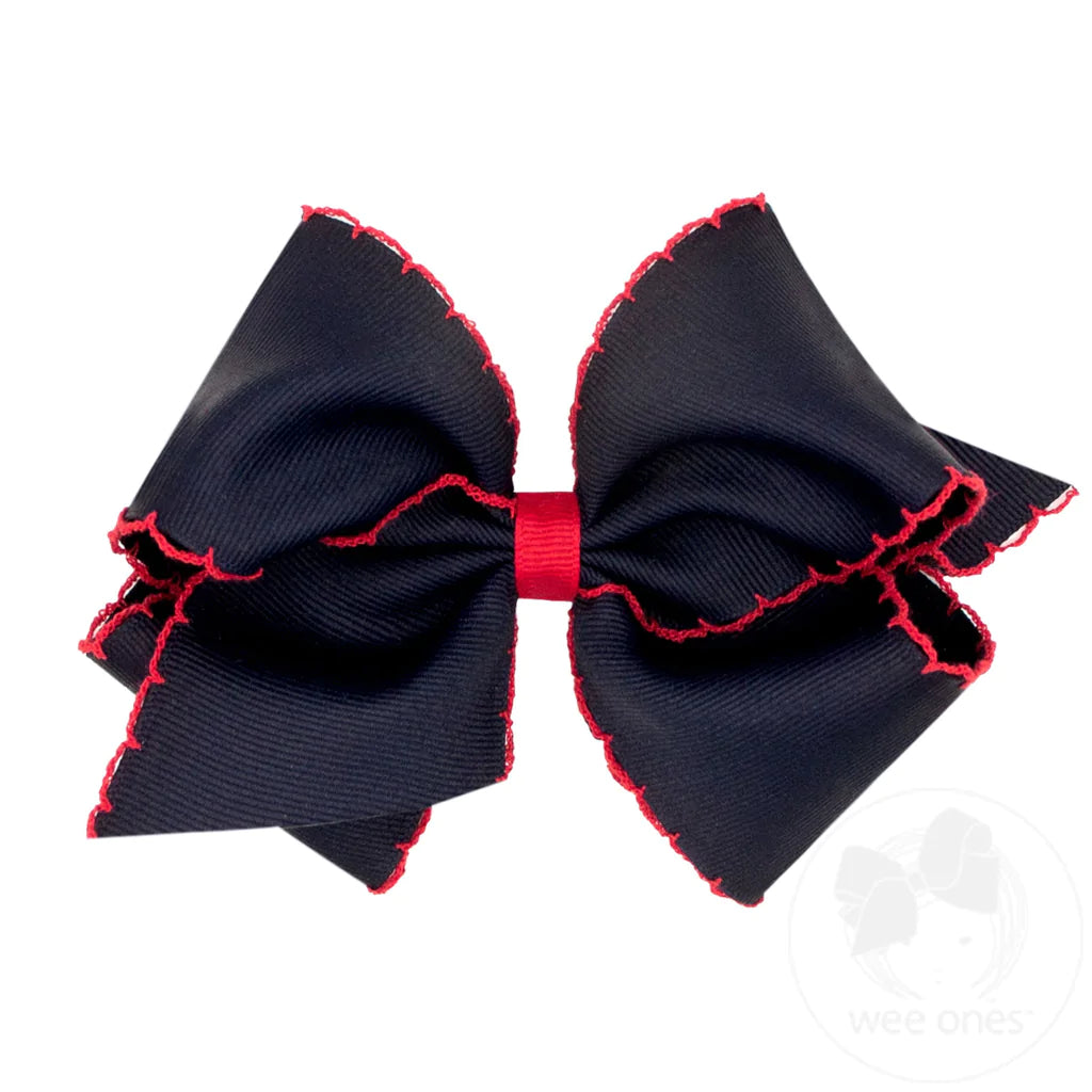 Mini King (medium) Classic Grosgrain Moonstitch Hair Bow