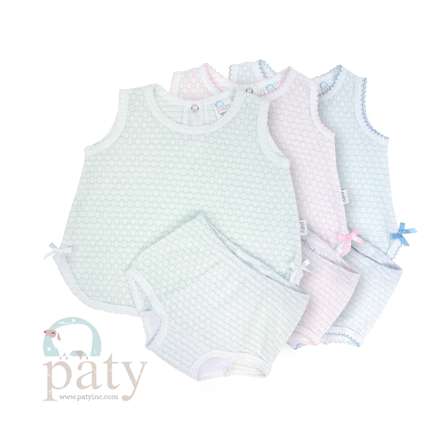 Pink W/Bow 2PC Diaper Cover Set