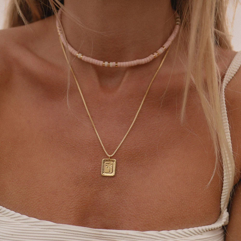 Gold Palm Burst Pendant Necklace
