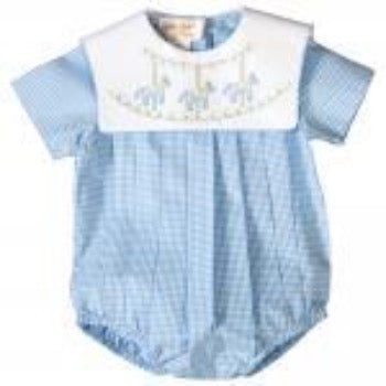 Carousel Horses Light Blue Embroidered Bubble