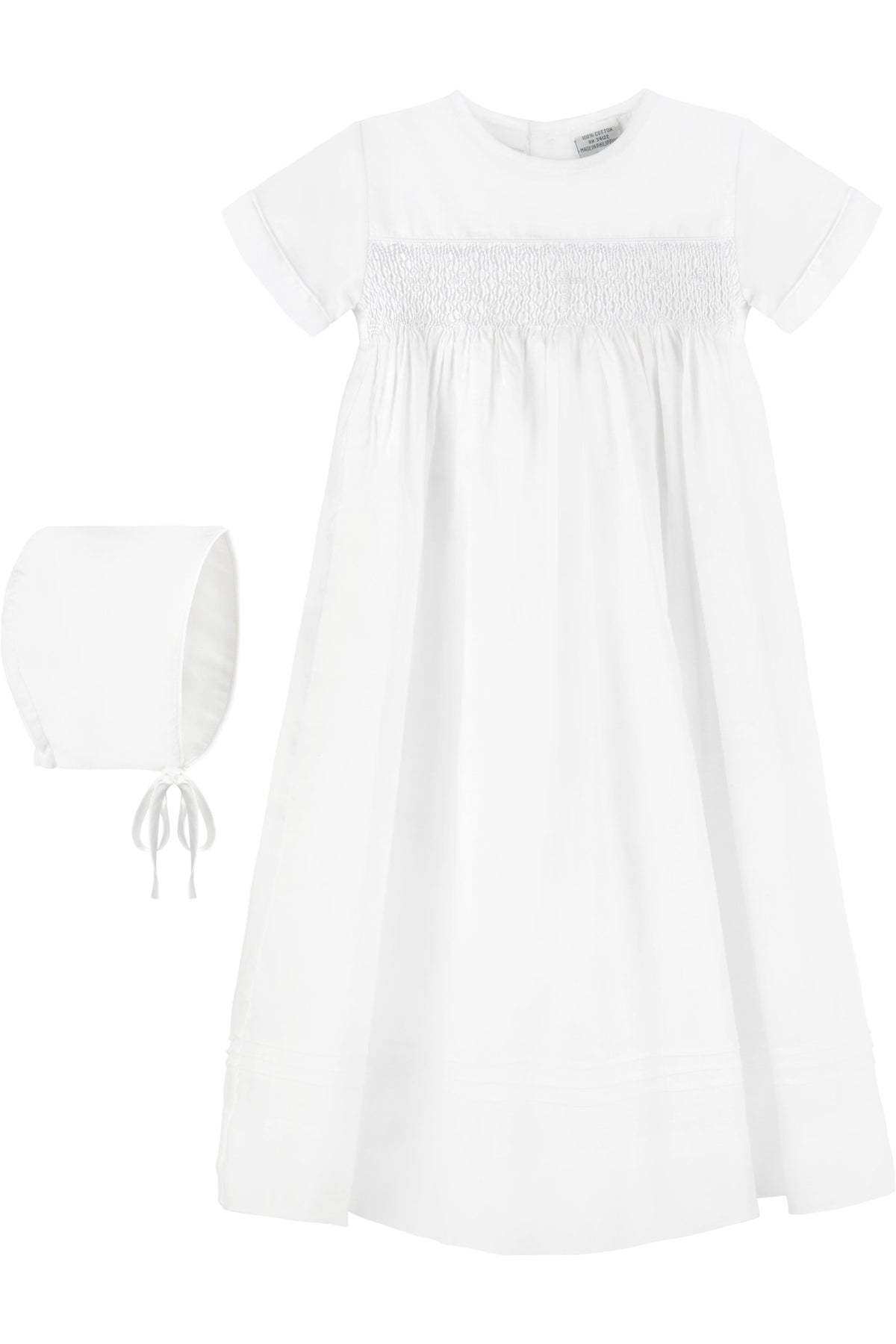 Christening Baptism Smocked Gown & Bonnet