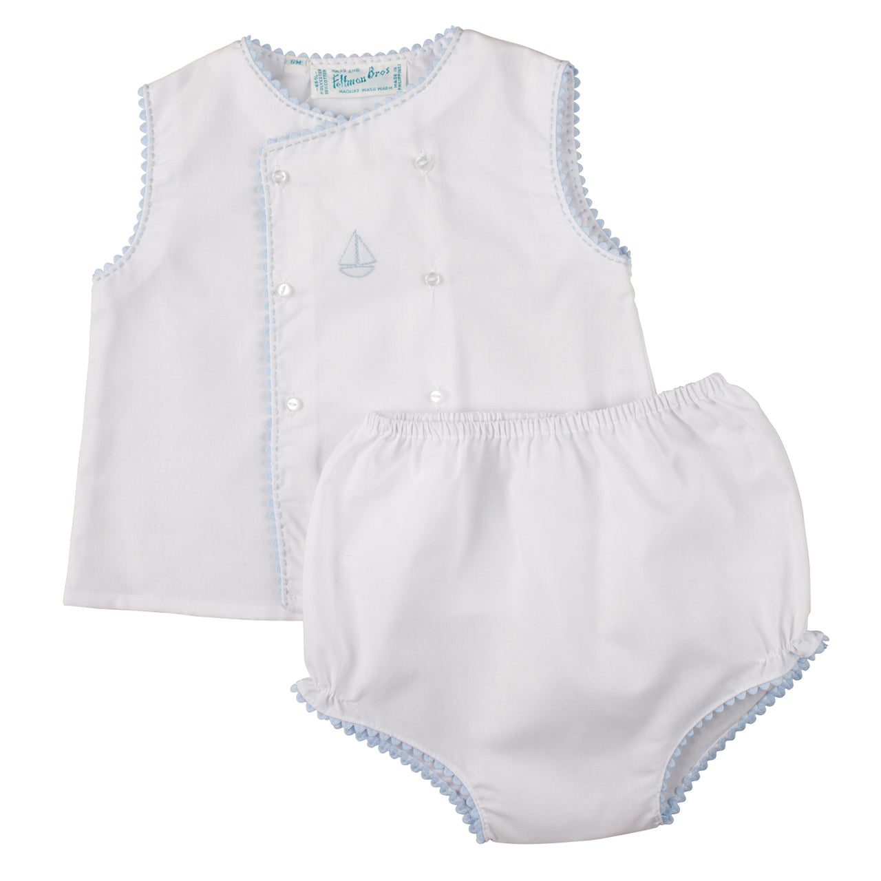 Blue Sailboat Diaper Set